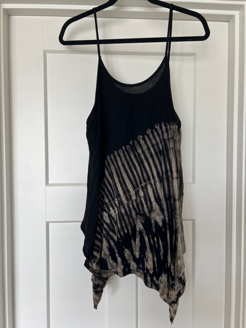 Black Tie-Dye Spaghetti Strap Women's Tank Top